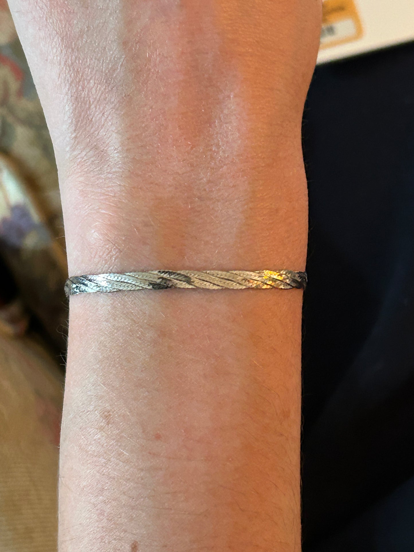 Vintage 14K White Gold Weave Bracelet