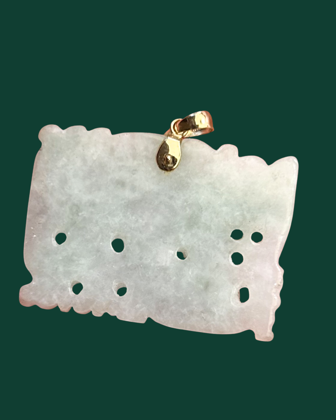 14k Gold Carved Precious Natural Jade Dragon Pendant