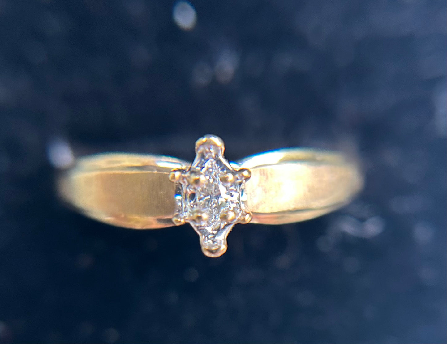 Vintage 10K Solitaire Marquis .25 ct Engagement Ring