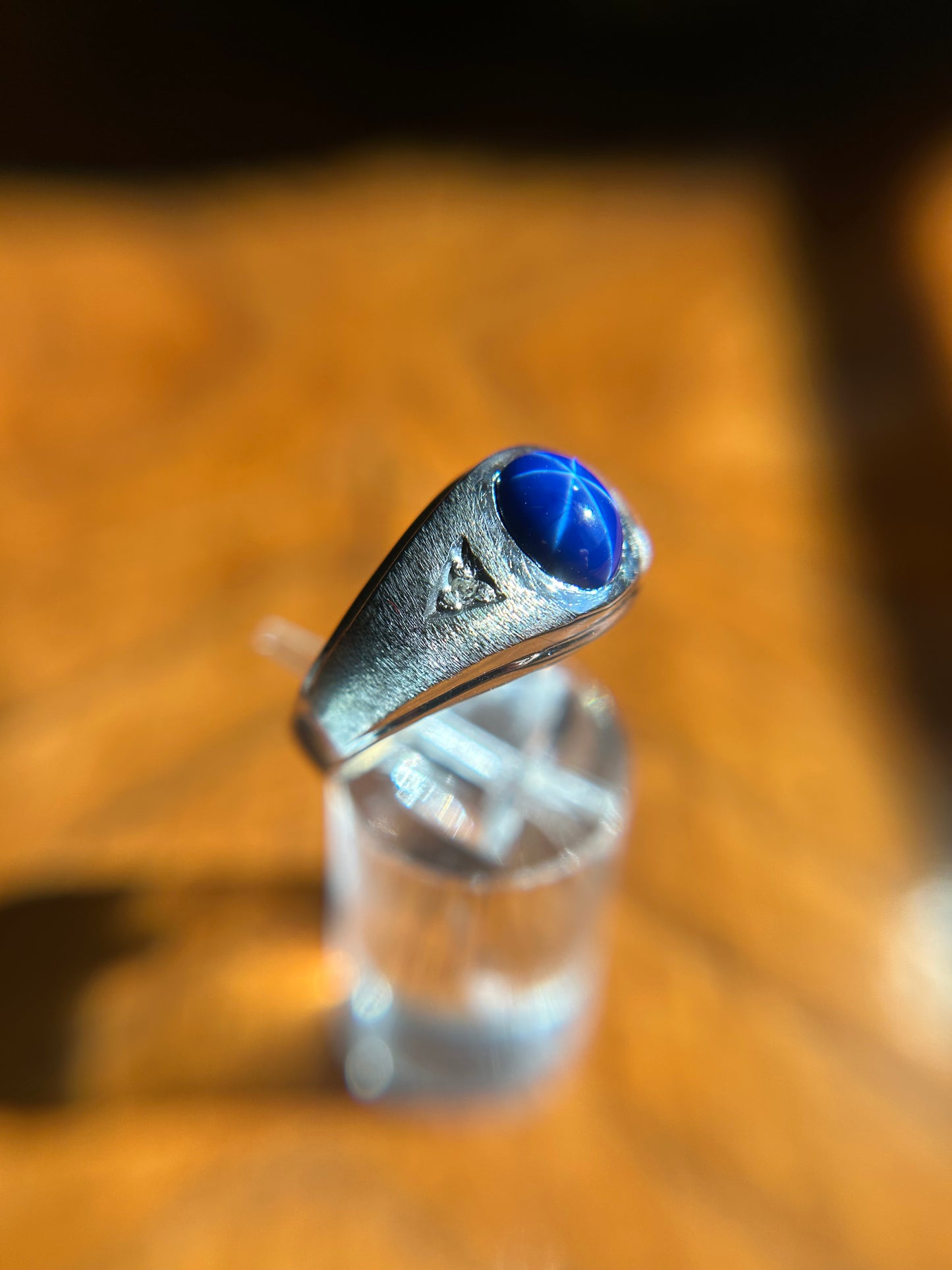 10K White Gold Lindy Star Sapphire & Diamond Ring