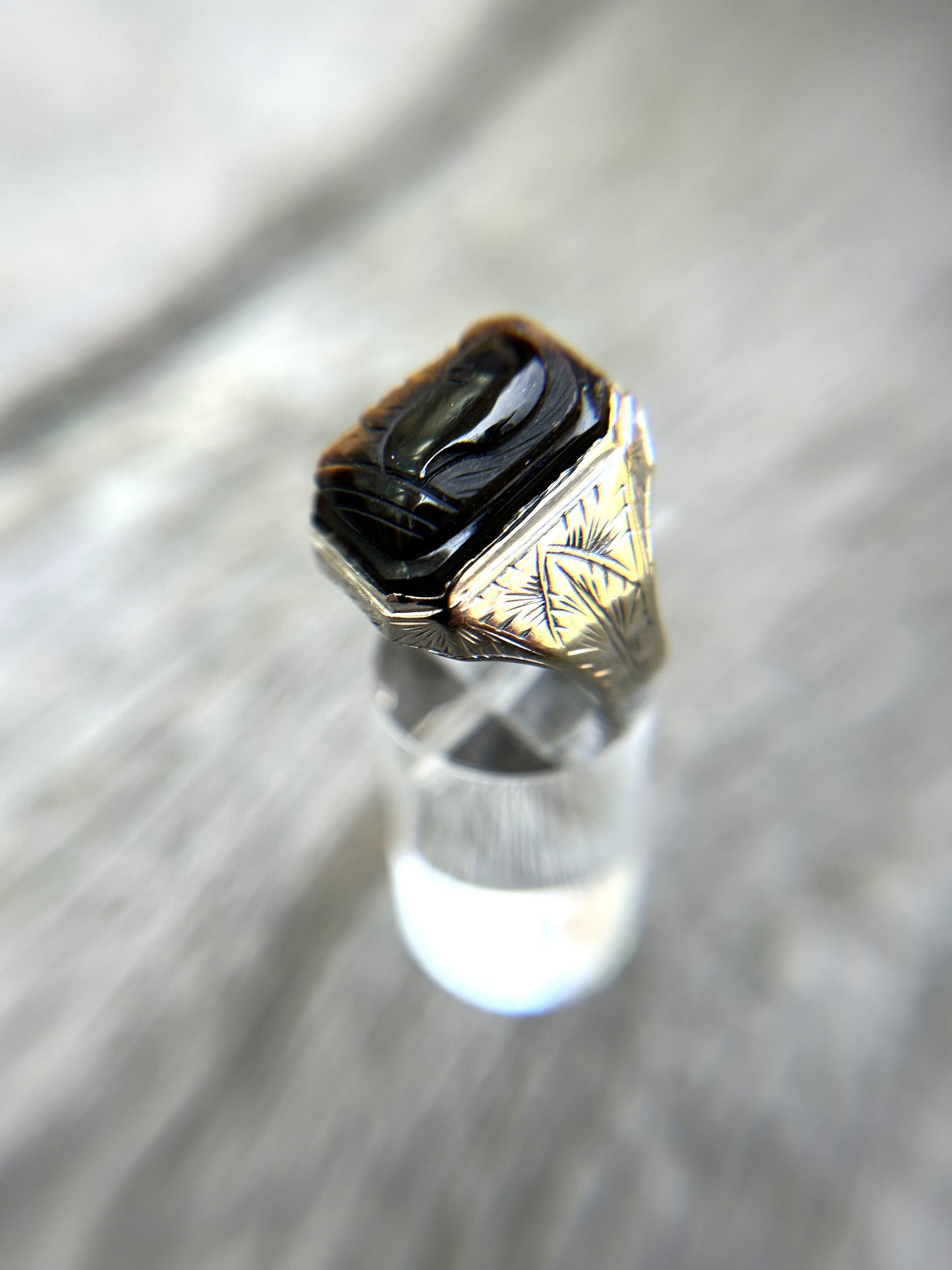 Vintage men's 14k White Gold Cameo Ring