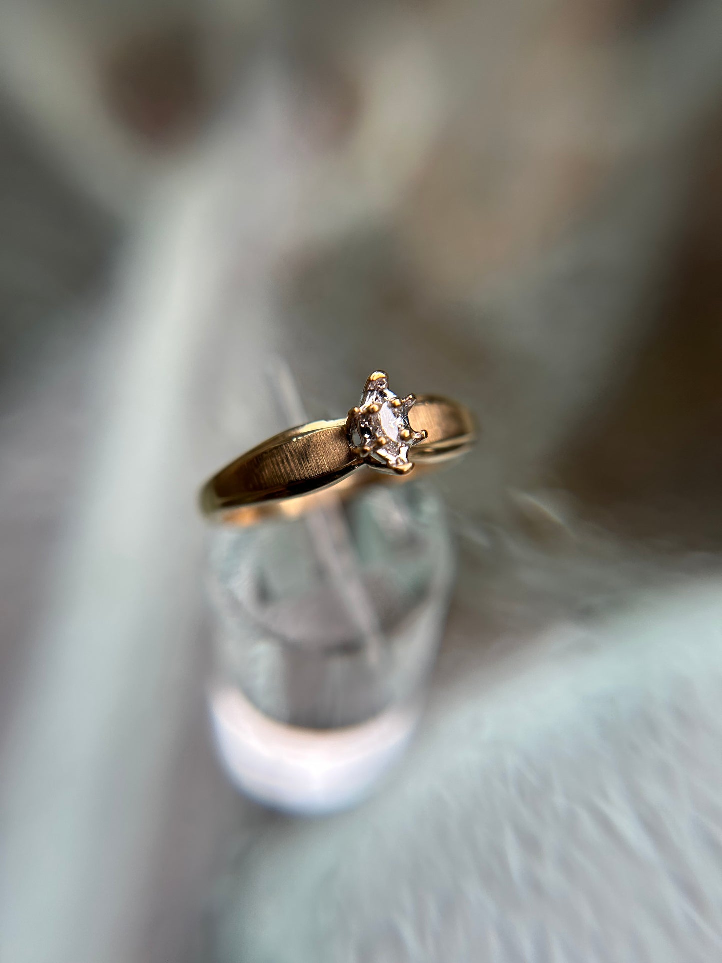 Vintage 10K Solitaire Marquis .25 ct Engagement Ring