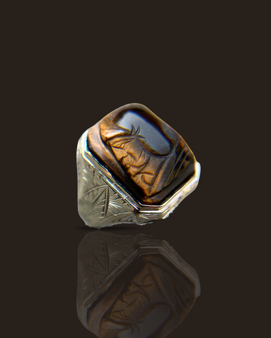 Vintage men's 14k White Gold Cameo Ring