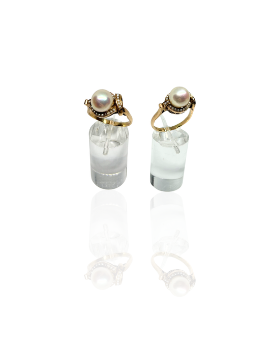 14K Solid Gold Vintage Estate 9.2mm Cultured Pearl Ring