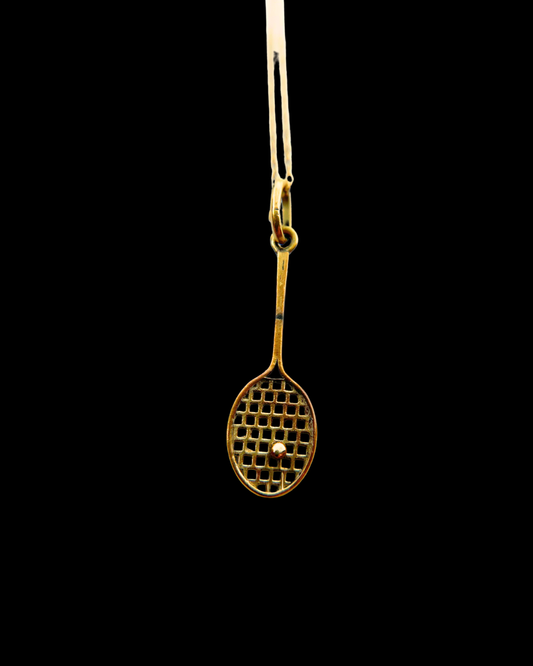10K Gold Tennis Racquet Necklace