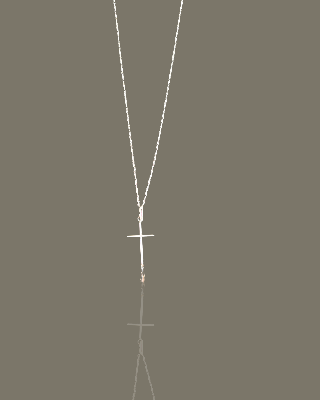 14K Solid White Gold Cross Pendant