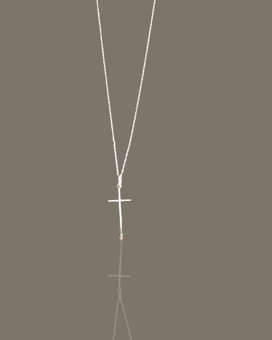 14K Solid White Gold Cross Pendant