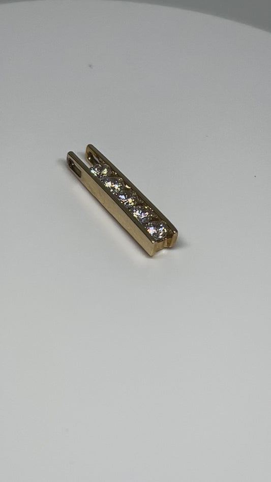 14K Gold Pendant w/ 5 CZ Stones