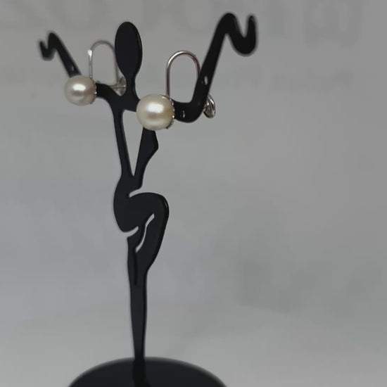 Video of screwback pearl earrings